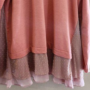 LOGO Lounge Women's Medium Mauve Swiss Dot Chiffon Cardigan